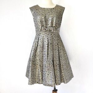 Minuet Brocade Feather Print Cocktail Dress